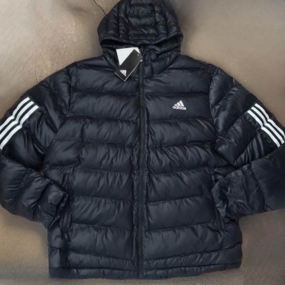 ADIDAS • Black Itavic 3 Stripe 2.0 Puffer Jacket - Picture 4 of 8